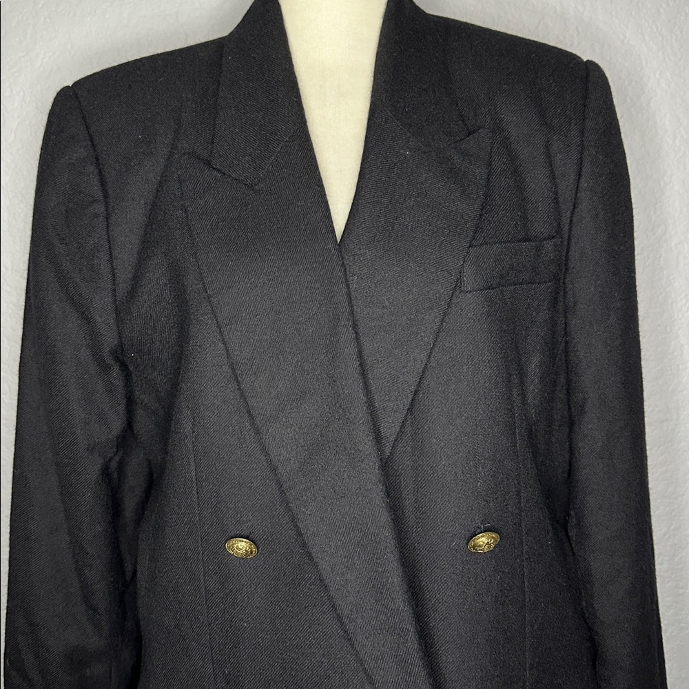 Amanda Smith Womens Black Double-breasted Blazer with Gold Buttons Wool 8